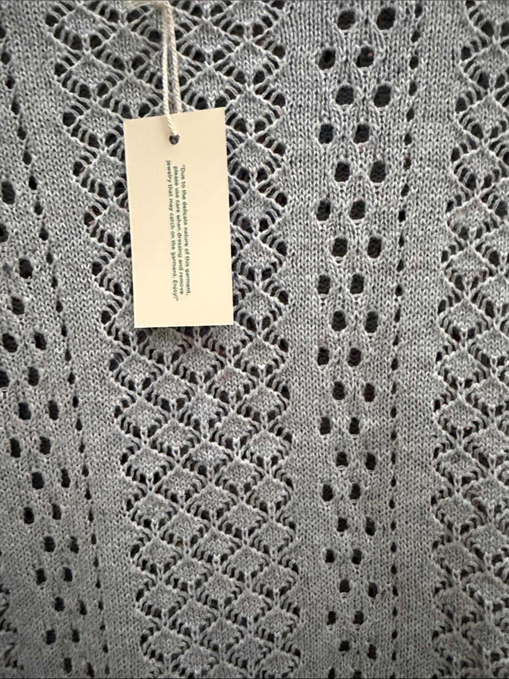 Sundance Light Gray Openwork Ruffle-Neck Sweater - Picture 5 of 6